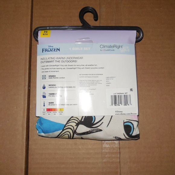 Girls Frozen Warm Underwear Set Size M 8/10 NEW - Picture 2 of 2